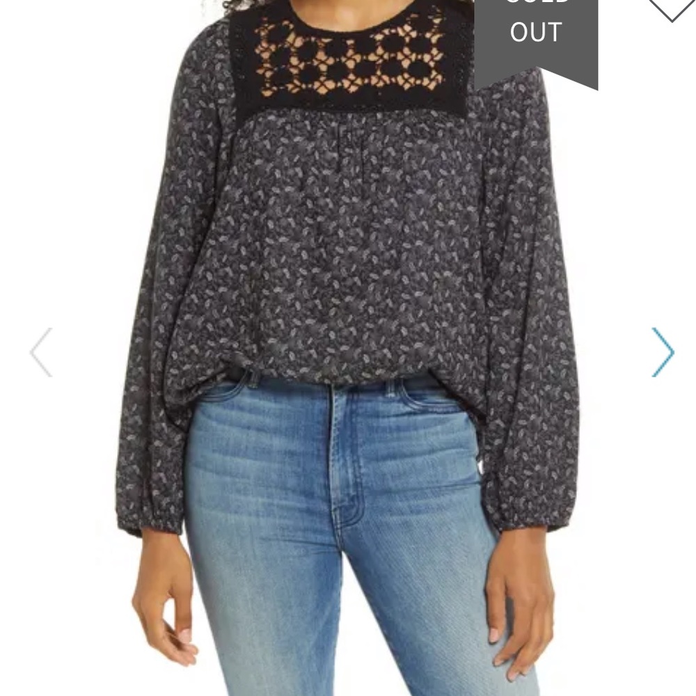 Caslon Crochet Yoke Top